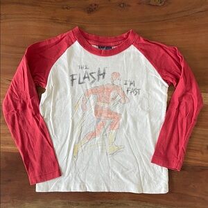 junk food x gap raglan baseball tee shirt red cream The Flash graphic 18-24 mo